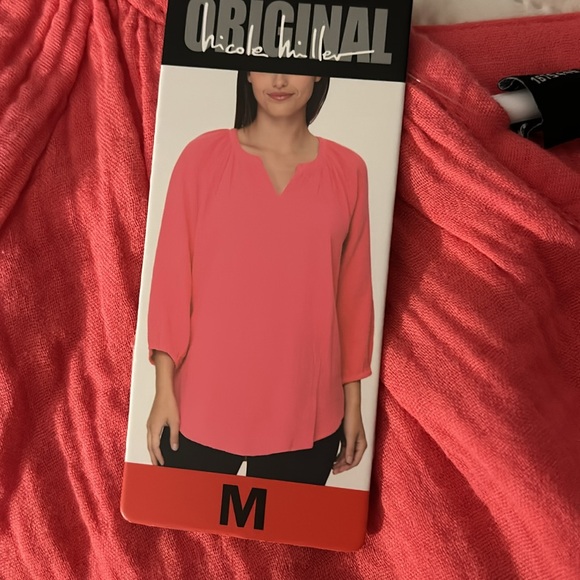 Nicole Miller Coral Top 100% Cotton Size M - Picture 7 of 7